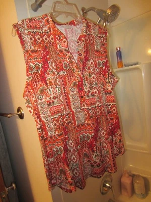 Nuevo sin etiquetas Top Mujer Sin Mangas DB Establecido 1962 Talla XL Floral Naranja/Rojo Foto 1 de 4