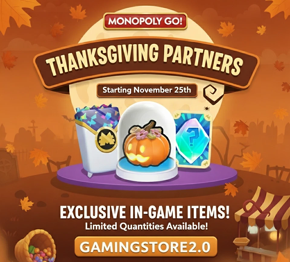 🕷️ Monopoly GO 👻 Evento de socios de Acción de Gracias 🎃 | Transporte completo 💪 80K puntos Foto 1 de 1