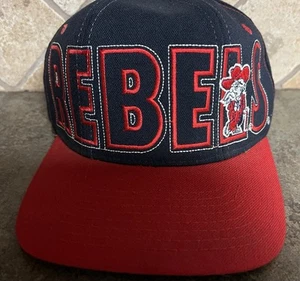 Vintage Starter Ole Miss Rebels Col Reb Hat Big Letters Logo Size 2 Fits 7-7 3/4 - Picture 1 of 7