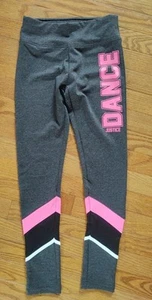 Justice Girls Dance Legging Gray, Striped Netting Detail, Stretch, Size 12 - Picture 1 of 5