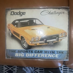 Vintage Replica Tin Metal Sign Mopar Challenger hemi yellow black car new - Bild 1 von 3