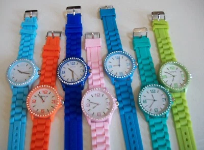 Women's,Girl's Rhinestone Silicone Band Fashion Casual Cool Multicolor Watch - Image 1 of 2