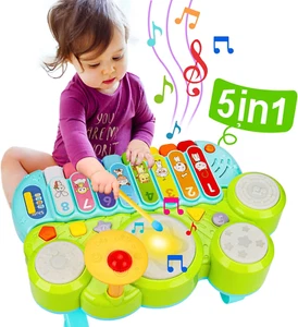 Baby Musical Toys 3 in 1 Piano Keyboard Xylophone Drum Set for 1 Year Old Girls - Picture 1 of 12