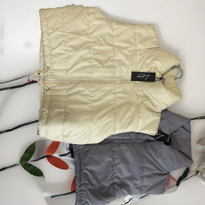 Puffer Jacket Half Sleeve Women L size Gray and cream white  - Image 1 of 4