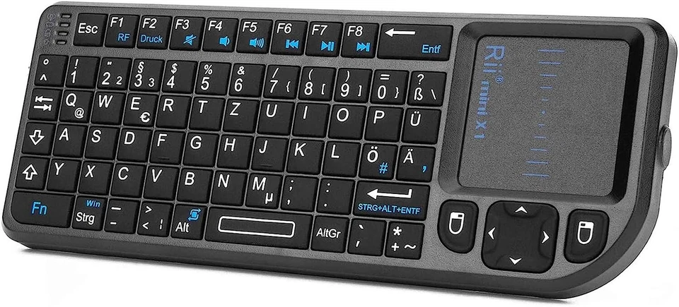 Rii X1 Mini Kabellos Tastatur mit Touchpad Funk Multimedia Keys Keyboard QWERTZ - Bild 1 von 4
