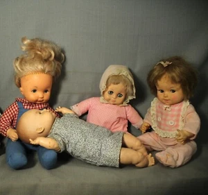lot of 4 vintage Baby Dolls Ideal Farm Girl Horsman 1967 11"-15" tall - Picture 1 of 5