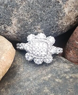 Judith Ripka Sterling Silver Cocktail Ring Gorgeous Piece! Size 10 ~ 8.42gr - Image 1 of 4