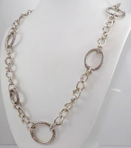 Michael Dawkins Sterling Silver Multi Oval Link Chain Necklace 36” Toggle LNE2 - Picture 1 of 4
