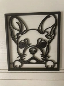Frenchie - Black - 3D Printed - French Bulldog - Line Art - Foto 1 di 6