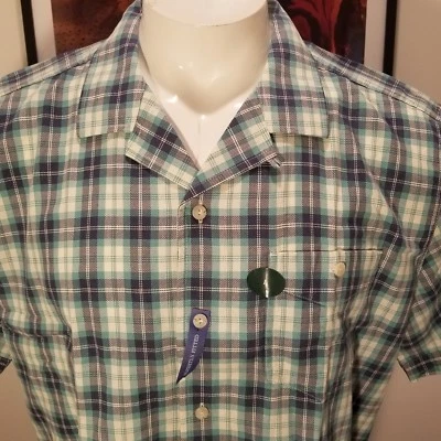 LL BEAN slightly fitted  shirt LARGE  plaid  camp NWT 39.95 MSRP - Image 1 of 3
