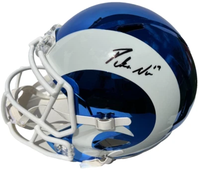 PUKA NACUA SIGNED LA RAMS FULL SIZE CHROME HELMET LOS ANGELES FOOTBALL JSA - Image 1 of 3