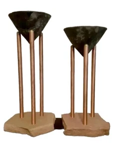 TONY EVANS Brutalist Minimalist Art Sculptures Raku Pottery Metal Stone SIGNED - Picture 1 of 12