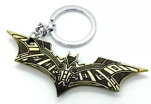 BATMAN KEYCHAIN Gold Thick Bat Logo Intricate Design Key Chain/Keyring - Picture 1 of 4