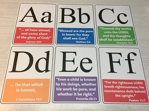 Classroom set - 26 Alphabet Bible Verses posters & Set Of 5 -mini-decks - Picture 1 of 7