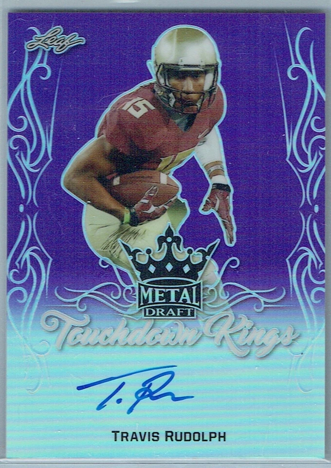 2017 LEAF METAL DRAFT TOUCHDOWN KINGS PRISMATIC PURPLE AU TRAVIS RUDOLPH #11/25 - Image 1 of 1