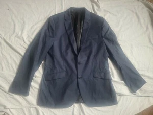 KENNETH COLE 42R navy Blue Suit Jacket Blazer Wool Poly Blend Used Vg - Picture 1 of 8