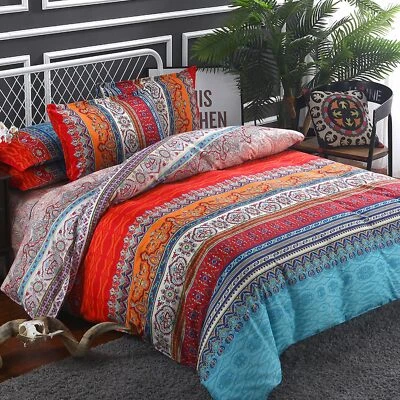 Goodidea Striped Bohemian Comforter Set Queen Size 3 Pieces Boho Hippie Geometri Foto 1 de 4