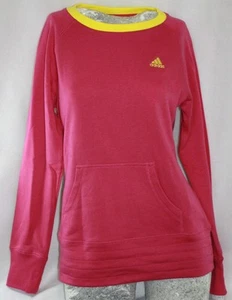 Girls Kids Youth Adidas BX-R77MT N 67 Blast Pink Yellow Trim Pullover Sweatshirt - Picture 1 of 2