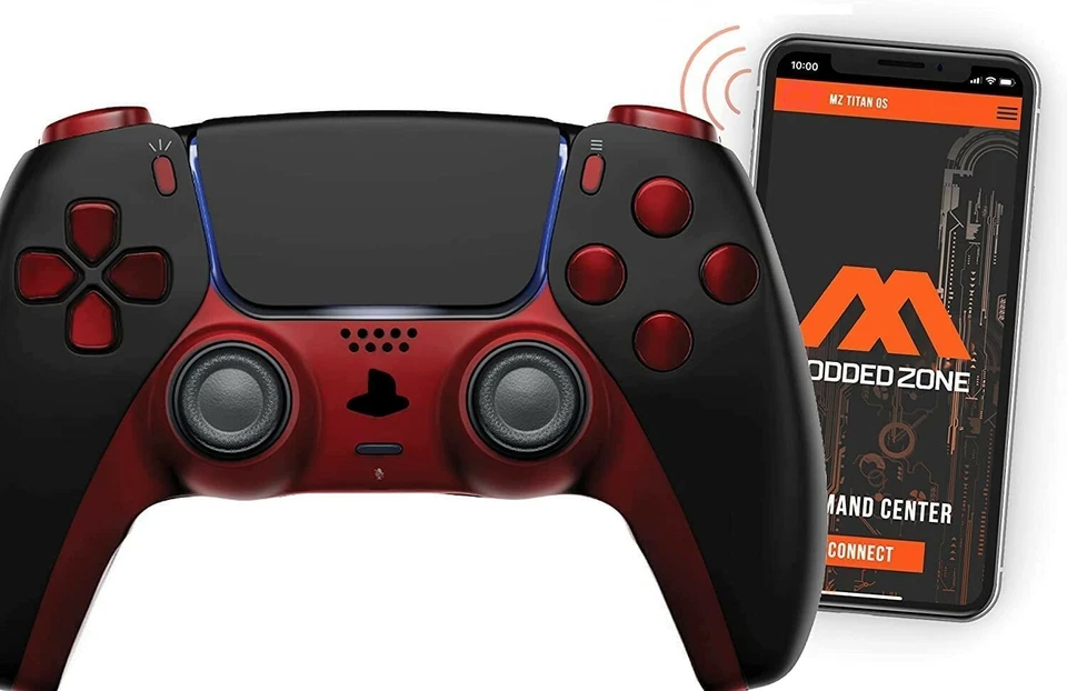 Black/Red Smart Rapid Fire Custom Modded Controller compatible with PS5 FPS - Image 1 of 4