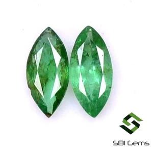 8x3,80 mm Zertifiziert Natürlicher Smaragd Marquise Schliff Paar 0,98 cts Lose Edelsteine - Bild 1 von 5