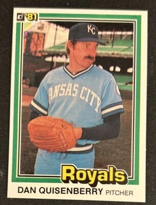 1981 年 Donruss Dan Quisenberry 棒球卡 #222 皇家投手 状况极佳 O/C — 第 1/2 张图片