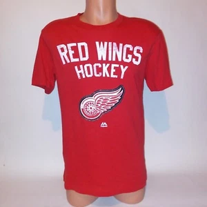 Majestic Mens T Shirt Red Wings Small Red NHL Graphic Tee Short Sleeve - Picture 1 of 5