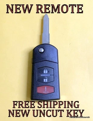 NEW FLIP STYLE KEYLESS REMOTE FOB FOR 2007-2015 MAZDA 2 3 CX-7 CX-9 CC43-67-5RY - Image 1 of 2
