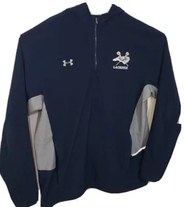 Under Armour Lacrosse Mens Jacket Medium Blue HeatGear Loose Fit Vented 1/2 Zip - Picture 1 of 9