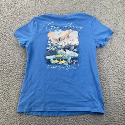 Camiseta Guy Harvey Niños Azul Medio Proteger Nuestros Océanos Gráfico Manga Corta Crew Foto 1 de 4