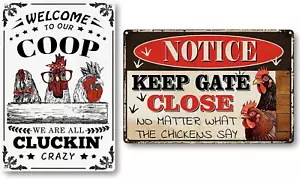 Chicken Signs 2 Pack-Metal Chicken Signs for Coop Funny Outdoor,Chicken Sign ... - Picture 1 of 7