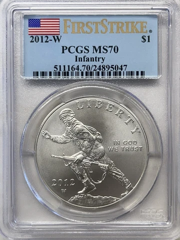 2012-W PCGS MS70 INFANTRY COMMEMORATIVE SILVER DOLLAR FIRST STRIKE Cover