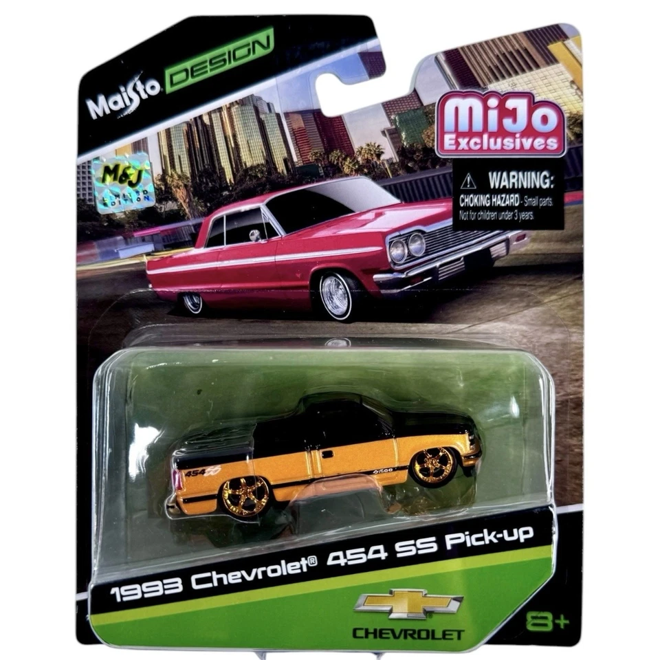 Maisto MiJo Chase Chevy 454 SS Pickup Black Orange 1:64 1993 Exclusive Sealed - Image 1 of 2