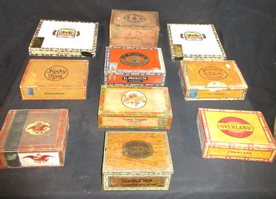 Lote de 15 cajas de cigarros vintage de hojalata/madera/cartón Foto 1 de 4
