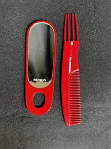 Juego de estilo espejo retrovisor vintage Revlon peine rojo de viaje - Imagen 1 de 5