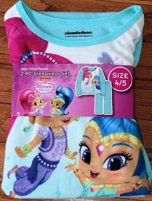Pijama Nickelodeon Shimmer Shine 2 peças PJ rosa leve conjunto de flanela 4/5 NOVO - Imagem 1 de 2