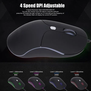 Gaming Mouse Colorful Lights Matte Texture Smart Connection 4 Speed Optical E FY - Afbeelding 1 van 23