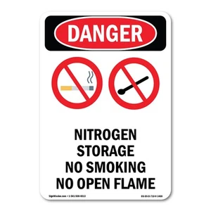 Nitrogen Storage No ANSI Danger Sign Metal Plastic Decal - Picture 1 of 5