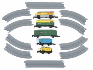 1989 Galoob Micro Machines Union Pacific Train Set Caboose Cars Track Pieces - Picture 1 of 5