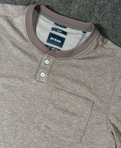 PrAna Mens Greyston Sol Defender Henley Pullover UPF 30+ Size Large Brown Slim - Picture 1 of 9