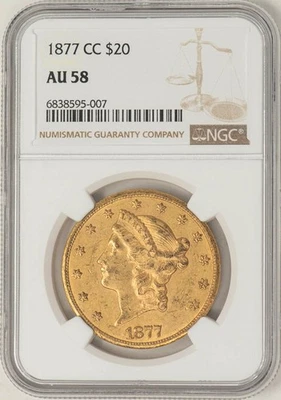 1877-CC $20 Gold Liberty AU58 NGC 949108-3 Foto 1 de 4