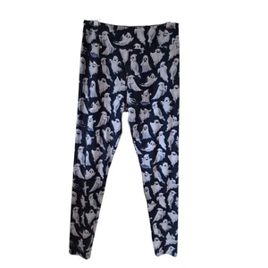 Fabulegs Womens Ghost Halloween Print Leggings Size Large Black White - Picture 1 of 3