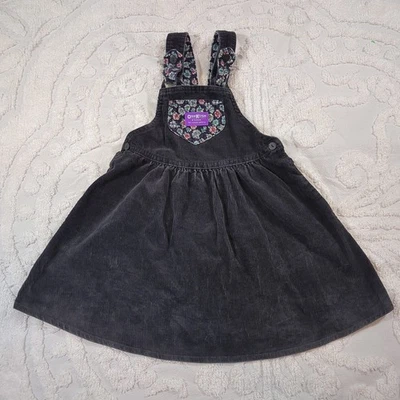 Vintage Oshkosh B’gosh Vestbak Floral Corduroy Overall Dress Size 6 Fall Black - Image 1 of 4