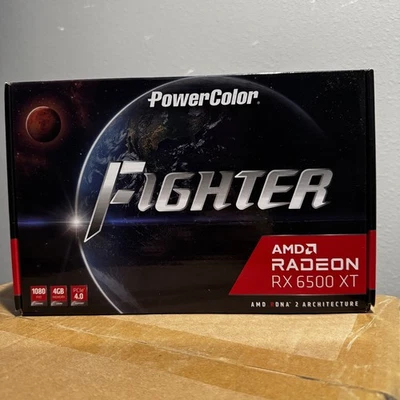 PowerColor Fighter AMD Radeon RX 6500 XT Gaming Graphics GPU Card 4GB GDDR6 - Image 1 of 4