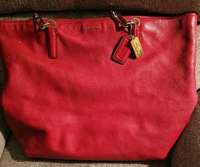 Bolso Shopper COACH Madison Cuero Norte/Sur 26225 ROJO ESCARLATA Cartera Foto 1 de 4