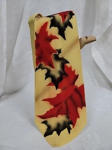 Vintage handbemalte Krawatte Swing Style Rockabilly 40er 50er Blatt natur gelb - Bild 1 von 6