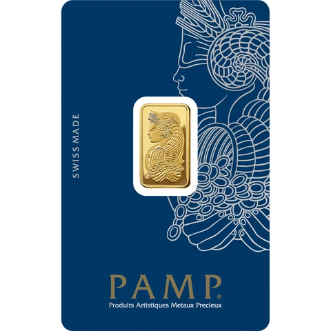 PAMP Suisse Lady Fortuna 5 grams Gold Bar in Assay Cover