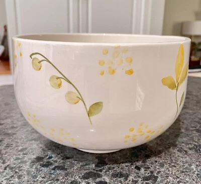 "Gran frutero de cerámica pintado a mano flores y hojas hecho en Portugal 10x7""" Foto 1 de 4