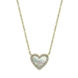 Collar Colgante Corazón Madreperla Diamante Oro Amarillo 14K Natural 0.65 TCW - Imagen 1 de 3