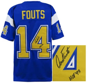 Dan Fouts (CHARGERS) Signed Navy T/B Custom Football Jersey w/HOF'93 - (SS COA) - Picture 1 of 2