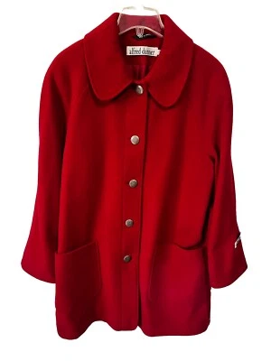 Alfred Dunner Women’s 14 Red 100% Wool Button Pea Coat NEW W TAGS! Y2K 90s - Image 1 of 4